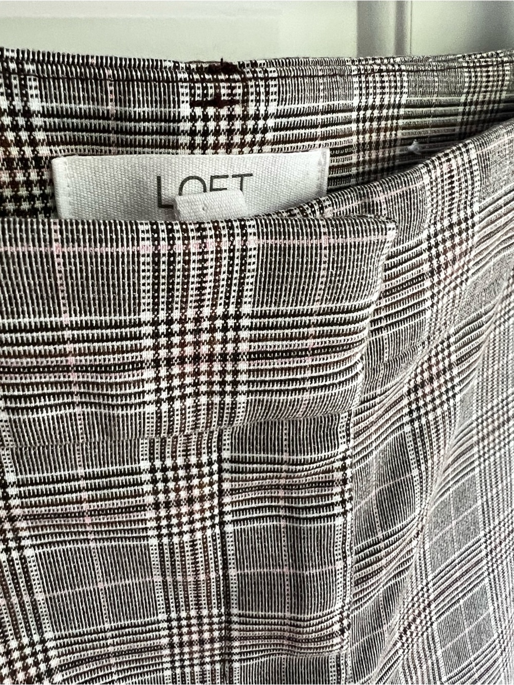 LOFT Black & White Plaid Pants